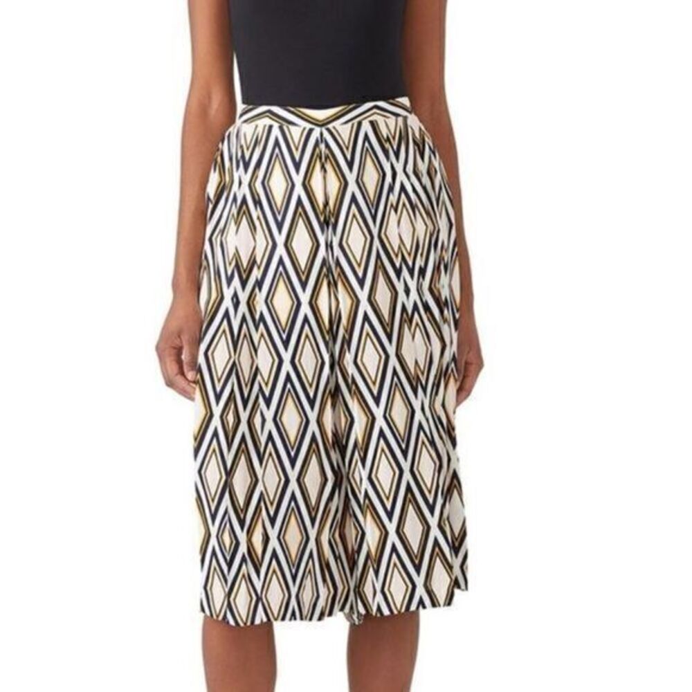 TORY BURCH Culottes Geometric Print Silk Pants US 6